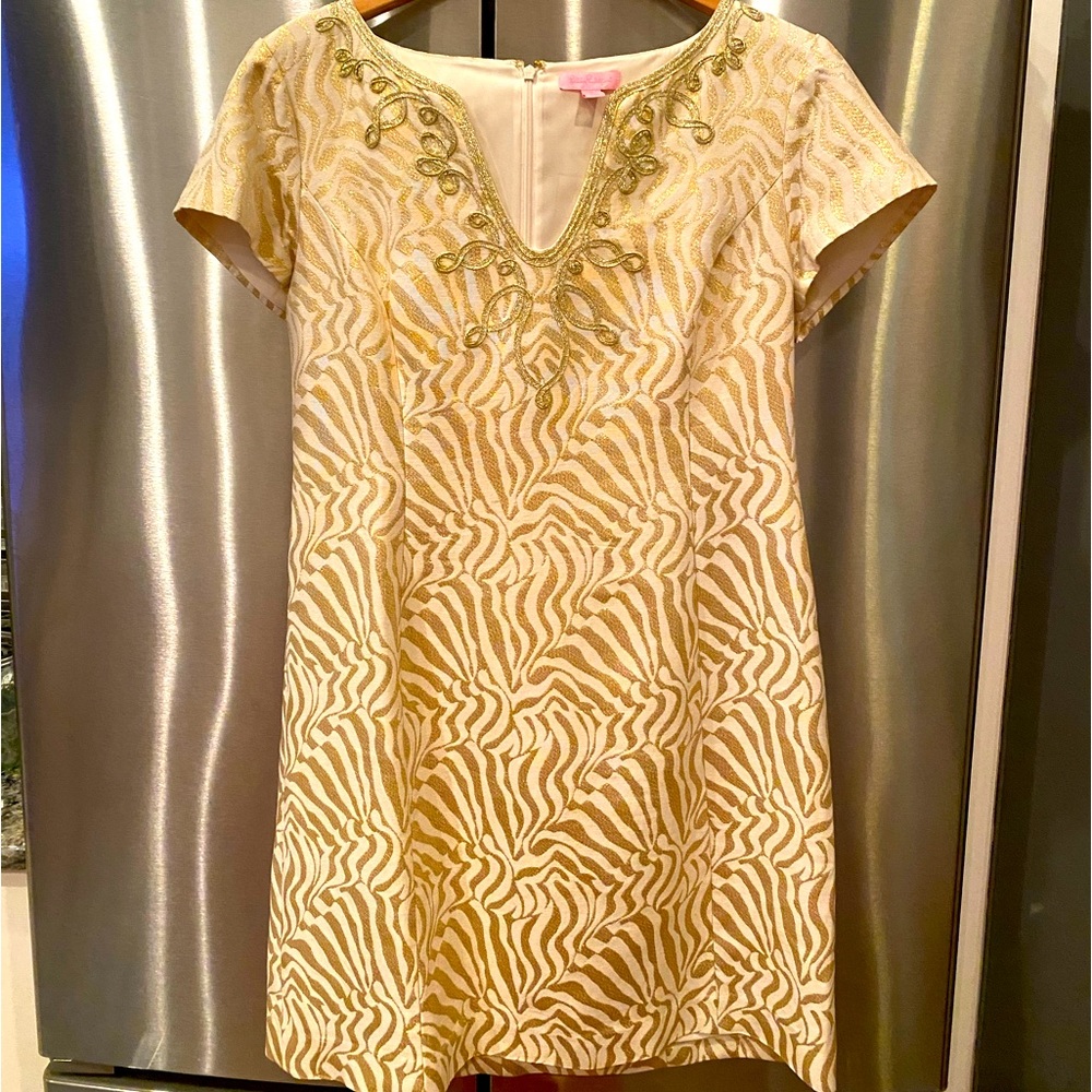 Lilly Pulitzer gold Lane shift dress